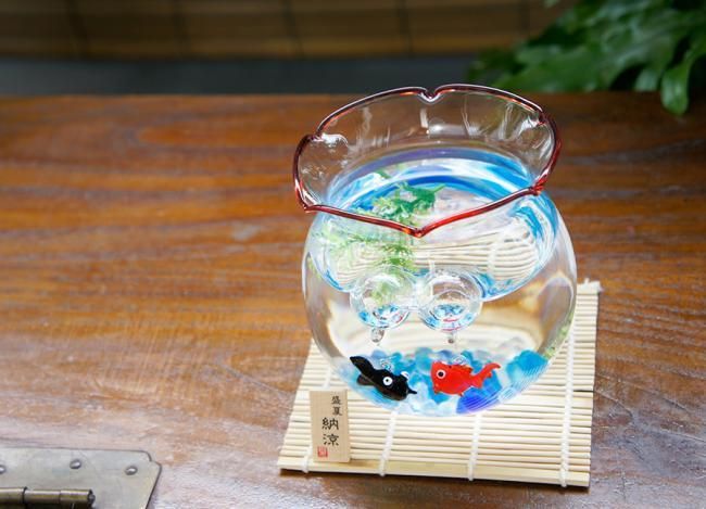 昔ながらの金魚鉢 モダンな赤セット - 心斎橋硝子本舗｜メーカー直営の