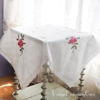 ドイツ ヴィンテージ テーブルクロス H53.5cm×W53.5cm スクウェア