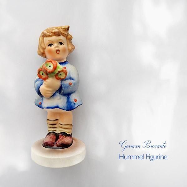 ドイツ ヴィンテージ 陶器人形 花束を持つ少女 フンメル人形 フィギュ