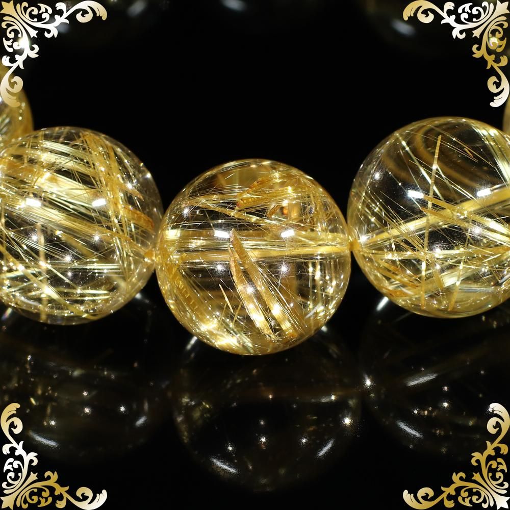 プレミアムイエローゴールドタイチンルチルクォーツ 20mm～20.5mm玉