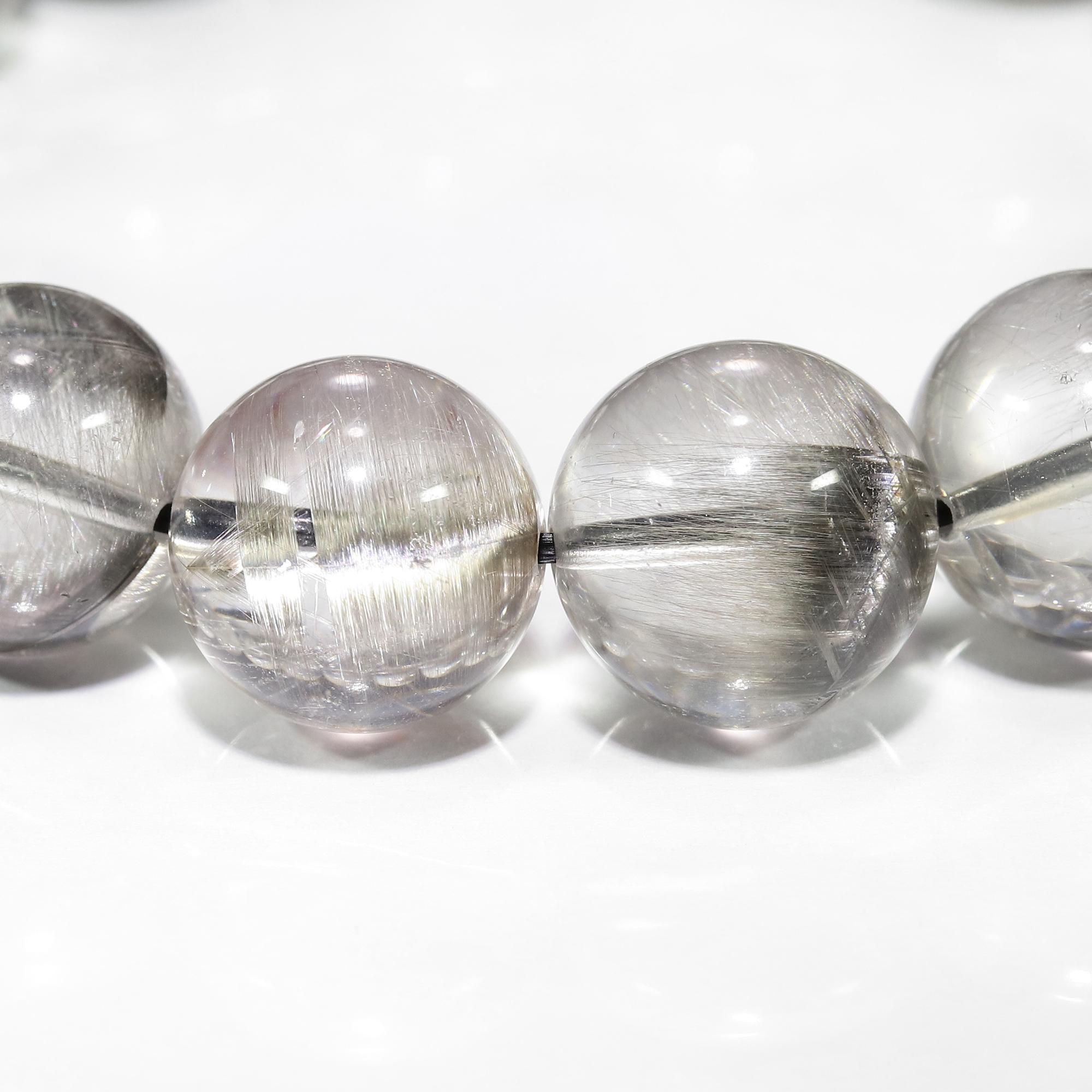 高品質+/クリアタイプ】プラチナルチルクォーツ 13mm～13.5mm玉