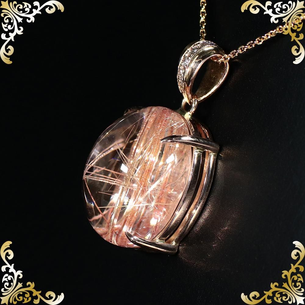 プレミアムタイチンピンクルチルクォーツ K18ピンクゴールド