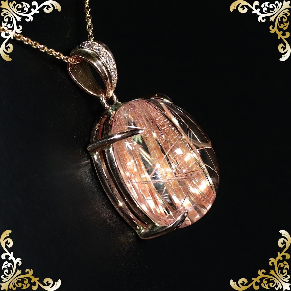 プレミアムタイチンピンクルチルクォーツ K18ピンクゴールド