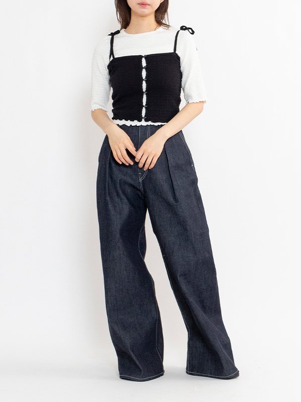 Cotton shirring camisole -コットンシャーリングキャミソール-PHEENY