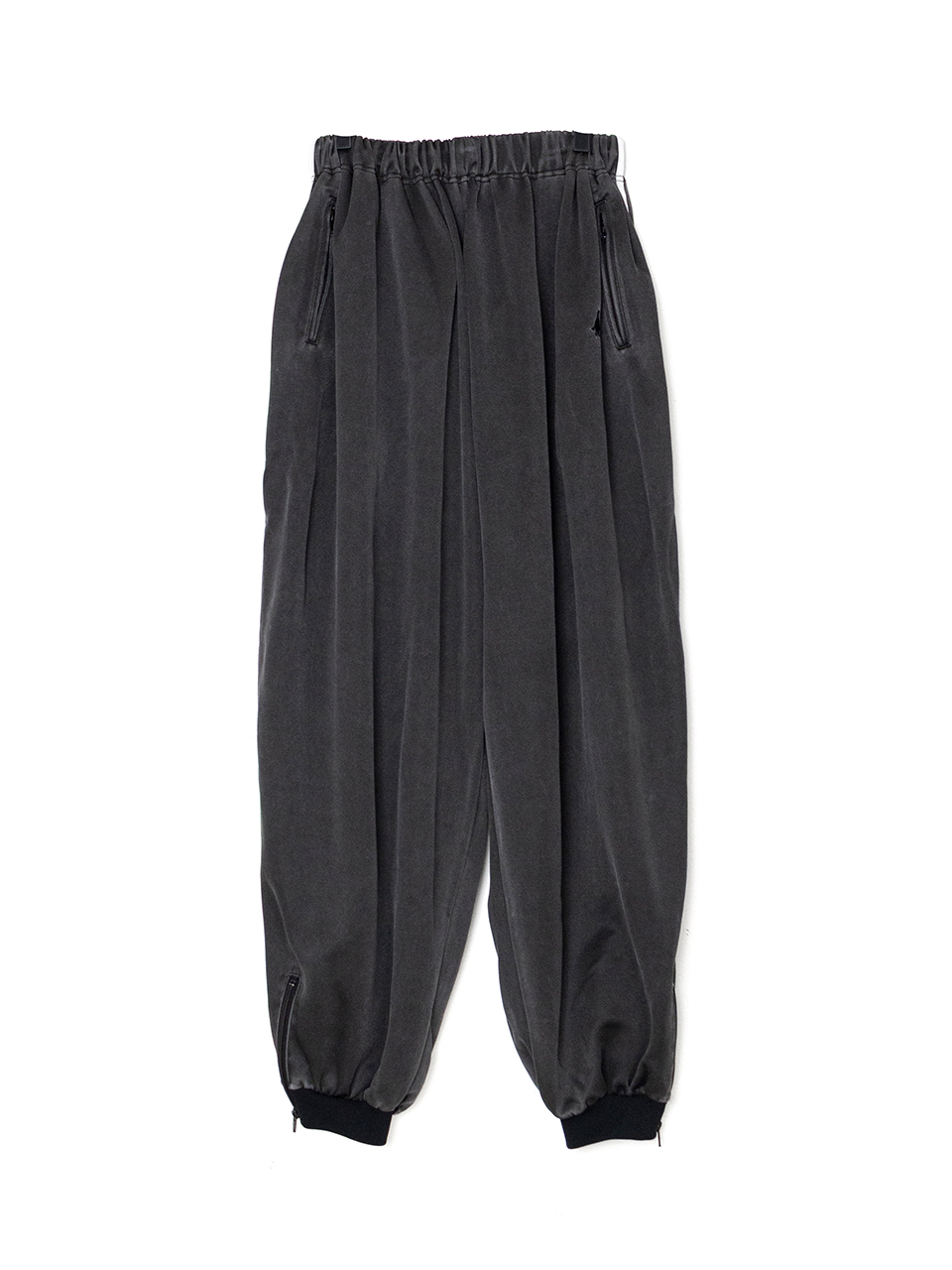 FADED BLACK TRACK PANTS-フェイデッドブラックトラックパンツ-doublet