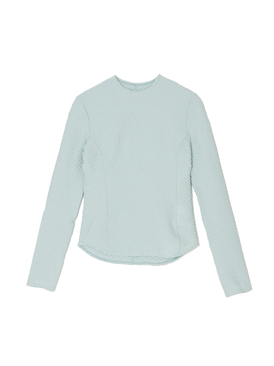 Shirring Jersey Jacquard Long Sleeve Top-シャーリングジャージ