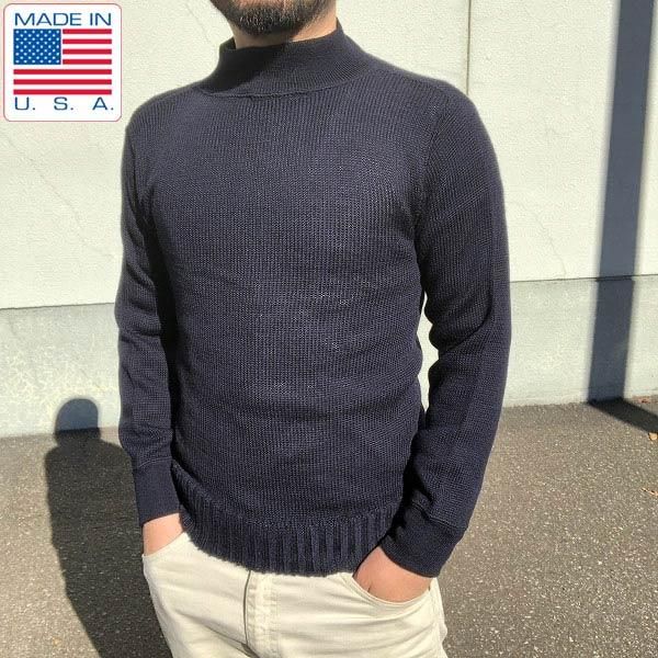 70's/実物/米軍/USN/GOBセーター/紺系【S】ゴブセーター/モックネック