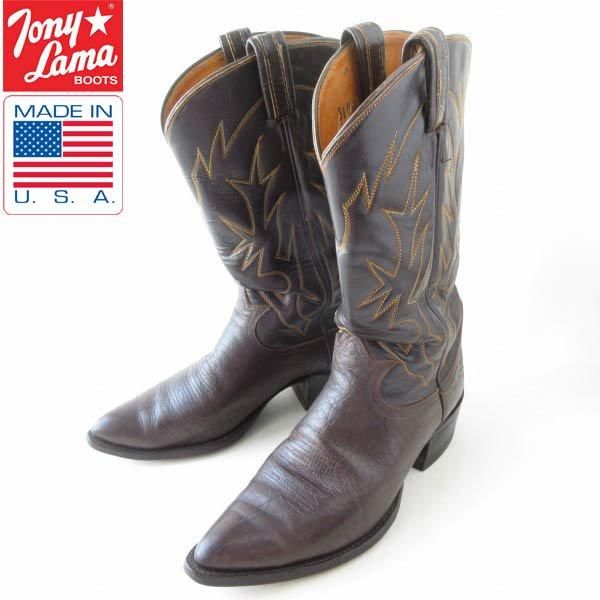 黒タグ USA製 Tony Lama トニーラマ ウエスタンブーツ 28cm ダーク
