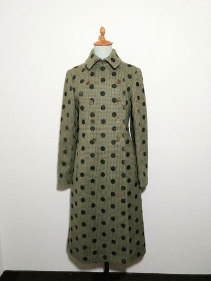 1997 MIU MIU Olive Green Polkadots Wool Coat - DESPERATE LIVING