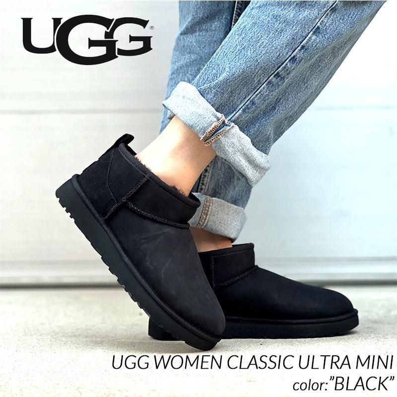 UGG WOMEN CLASSIC ULTRA MINI BLACK アグ ムートンブーツ クラシック