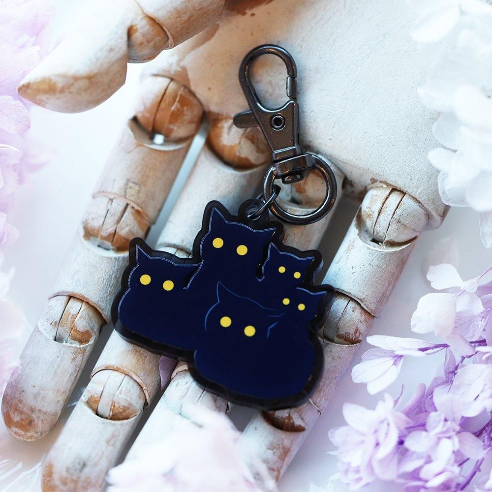 銀鉤舎アクリルキーホルダー「夜の黒猫」 - 海福雑貨通販部