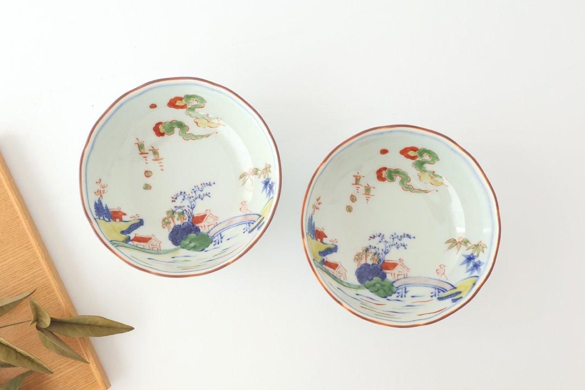 向付｜色絵山水文｜磁器｜有田焼｜和食器通販｜うちる｜和食器の皿、鉢