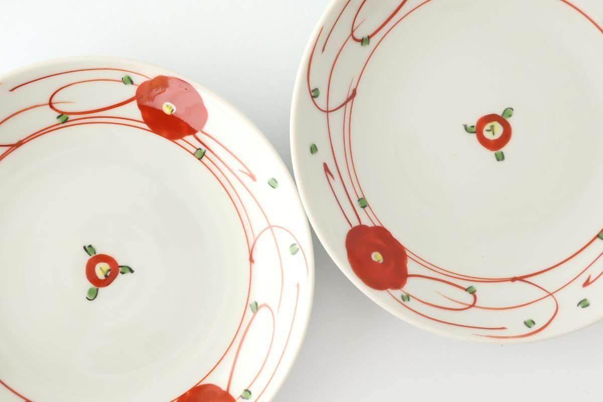 5寸皿｜赤絵小花｜磁器｜波佐見焼｜和食器通販｜うちる｜和食器の皿