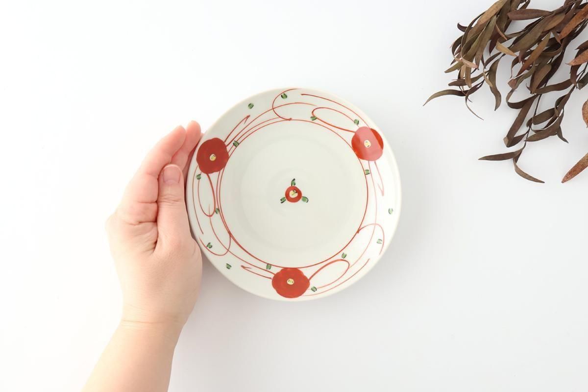 5寸皿｜赤絵小花｜磁器｜波佐見焼｜和食器通販｜うちる｜和食器の皿