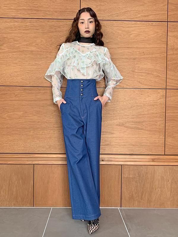 Adonisis】S25322_コルセットハイウエストワイドデニム