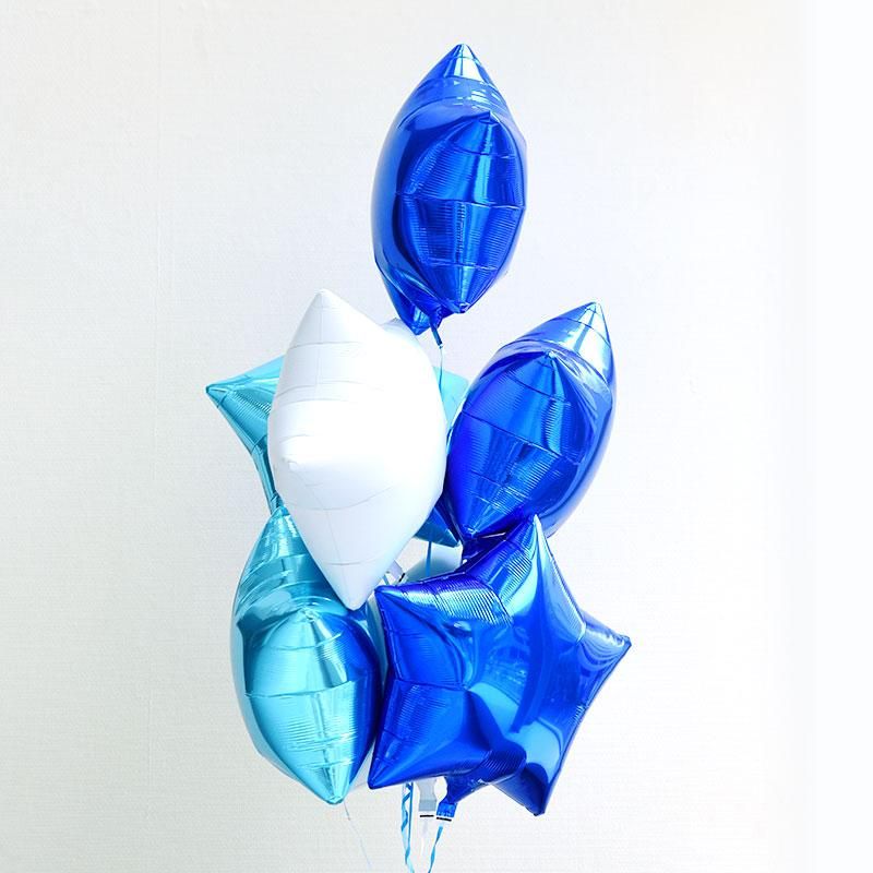 送料無料】ブルー+ライトブルー+ホワイトのスター7個ブーケ【バルーン