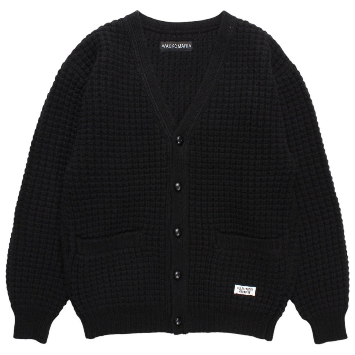 WACKO MARIA《ワコマリア》WAFFLE KNIT CARDIGAN (BLACK) | 正規取扱店