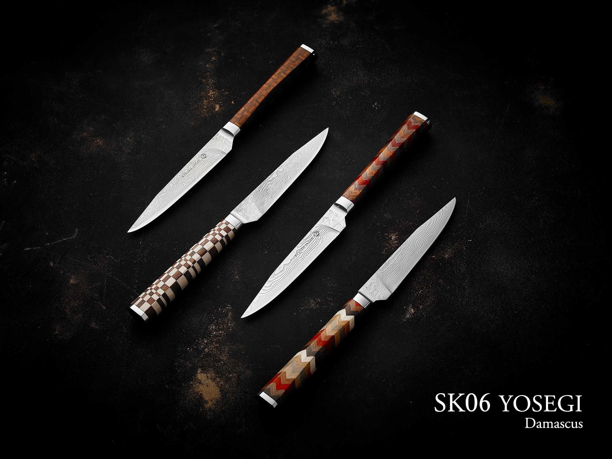 寄木ナイフ YOSEGI SK06 ダマスカス 100mm - 龍泉刃物 公式オンライン