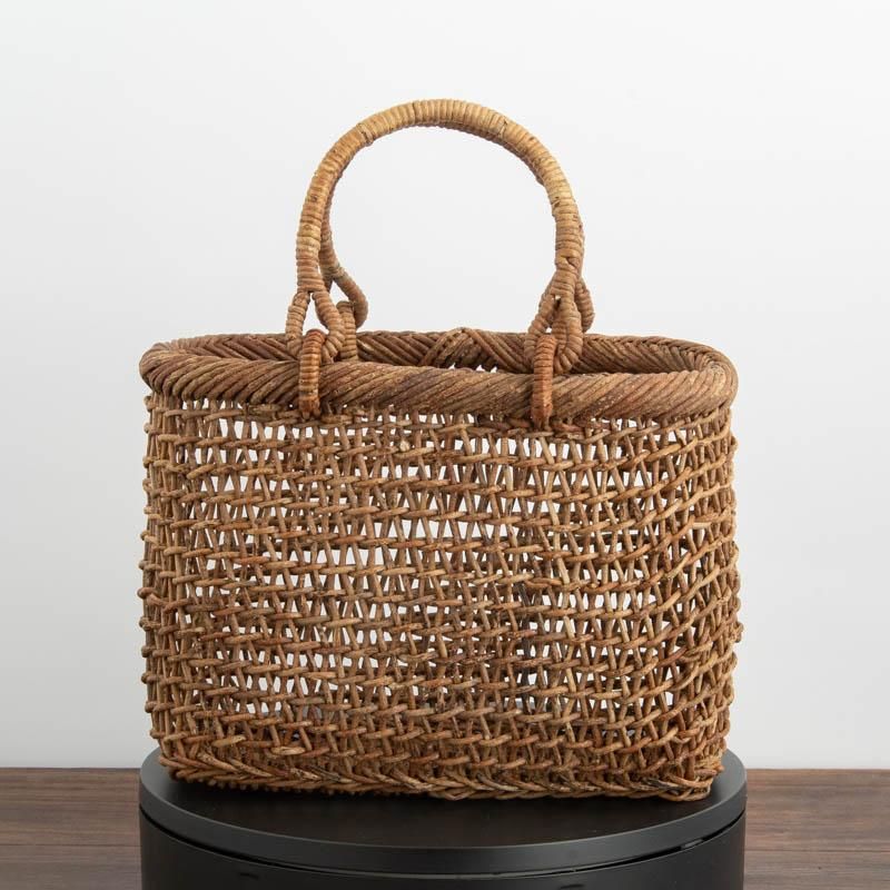 あけび かごバッグ 05 赤棒 小判スカシ編み 小｜国産 夏や冬のコーデに