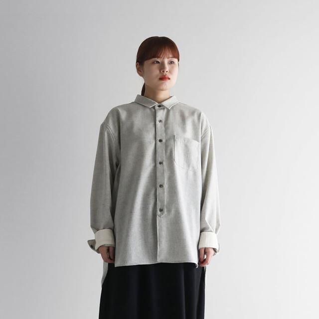 HUIS ハウス HUIS×尾州ウールトロビッグシャツ ライトグレー ユニ