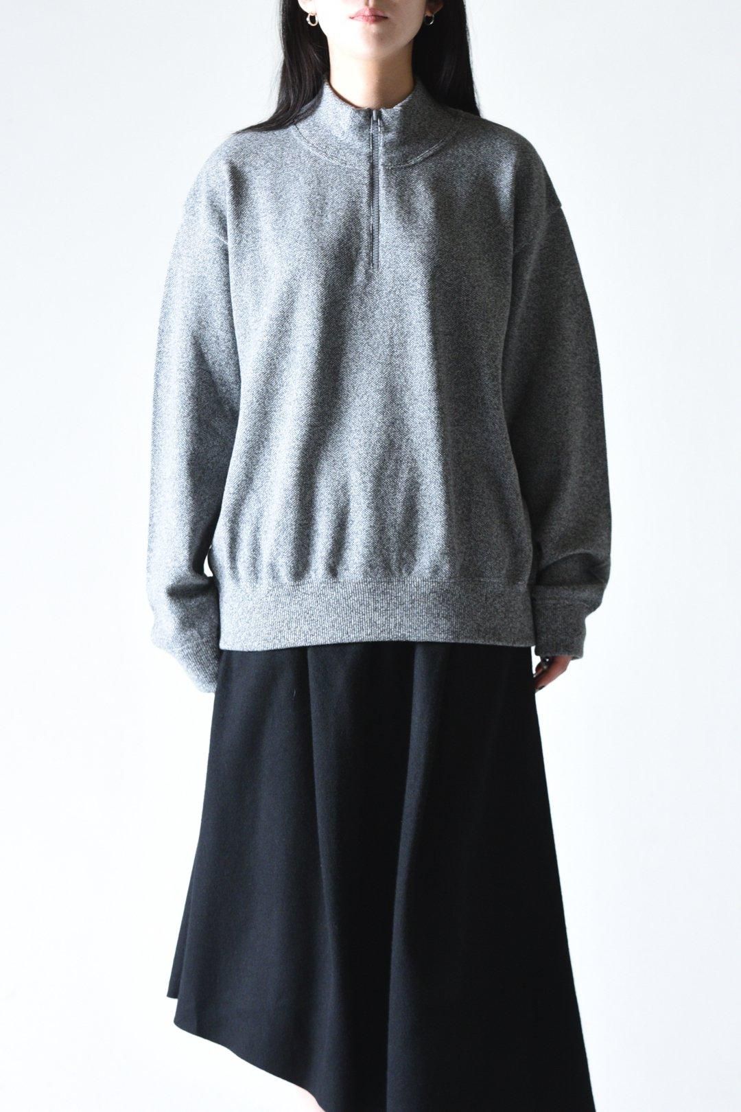 crepuscule Light Moss Stitch Half Zip Pullover D.Gray - BISHOOL