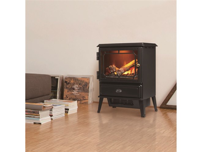 ゆらめく炎を再現、マンションにも設置できるコンパクトな電気暖炉