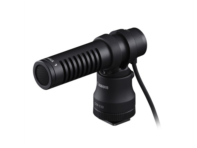 キヤノン、120度の指向性を持つカメラ用ステレオマイク「DM-E100