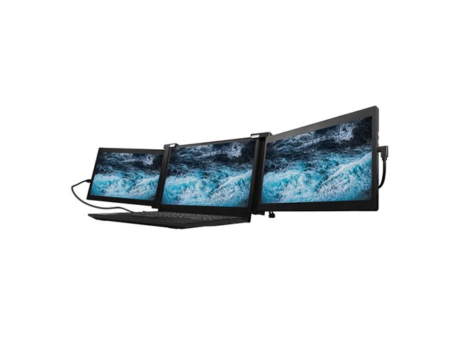 JAPANNEXT、3画面を実現する2画面モバイルディスプレイ「Tri-Screen