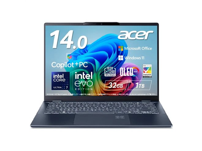 エイサー、Core Ultraプロセッサー（シリーズ2）搭載の14型AIノート