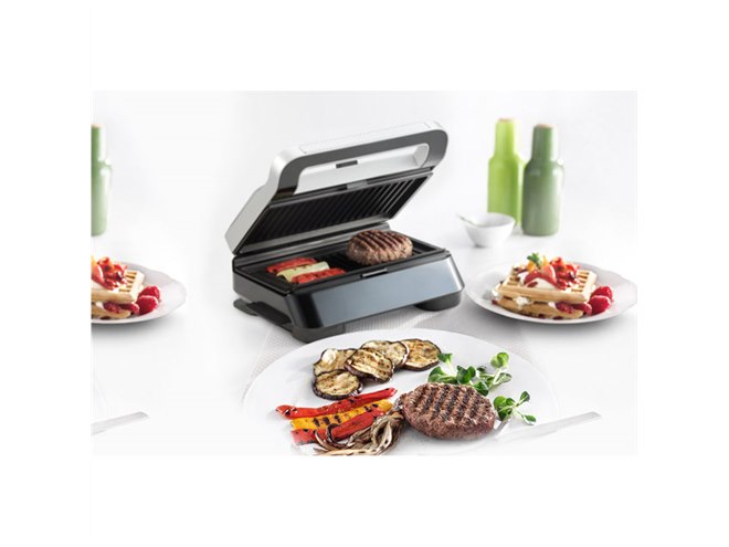 ブラウン、 ホットサンド/ワッフル/グリルのプレート3枚付き「スナック