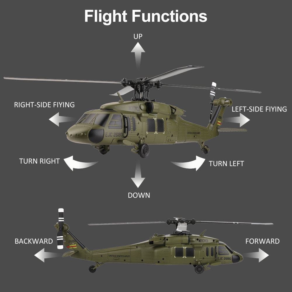 Wltoys K170 UH-60L Black Hawk 4CH 6-Axis Gyro Aircraft RC RTF