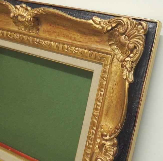 サンマルコ 金+黒 F25号 高級油彩額縁 アクリル板仕様 受注生産品