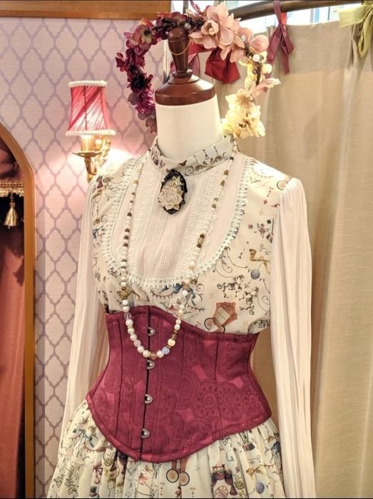 受注生産】レースプリントミニコルセット（ワイン） - 【公式