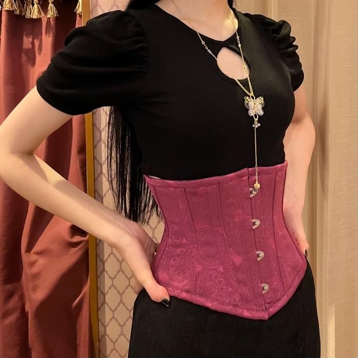 受注生産】レースプリントミニショートコルセット（ワイン） - 【公式