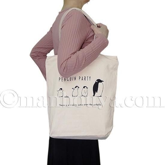 ペンギン グッズ 雑貨 ミントイン トートバッグ 帆布 A4 縦型 肩掛け