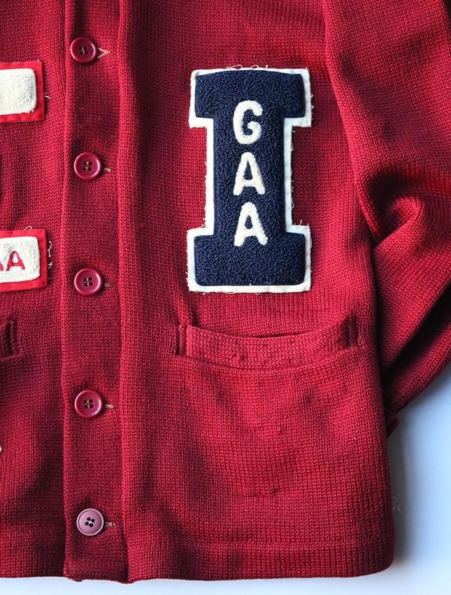 50s PURITAN LETTERED KNIT CARDIGAN SIZE 36 | 1940〜50年代の