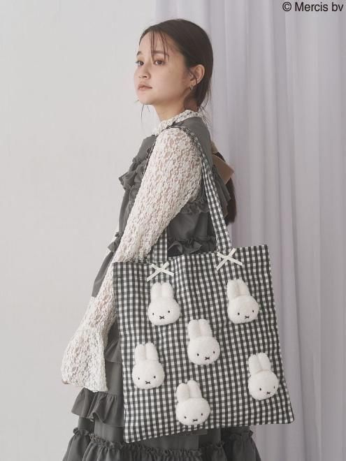 merry jenny (メリージェニー)ギンガムもこもこmiffyトート 25秋冬