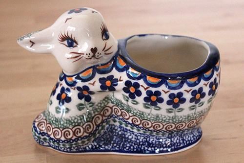 花柄装飾 八角形陶器バスケット