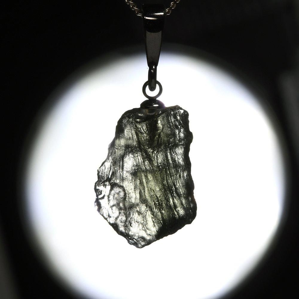 モルダバイト 原石 ペンダントトップ 16.6x12.2x4.9mm #QL119