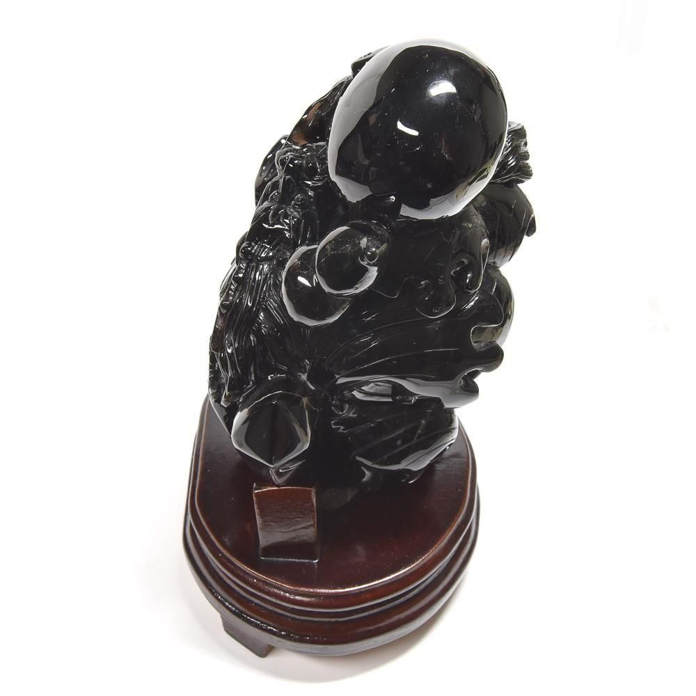 チベット産モリオン『龍』彫刻置物 205x110x140mm #RE523 - プレミアム