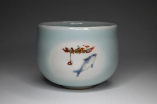 三浦小平二／青磁豆彩サミーの国ぐい呑 MIURA Koheiji / Seijitosai