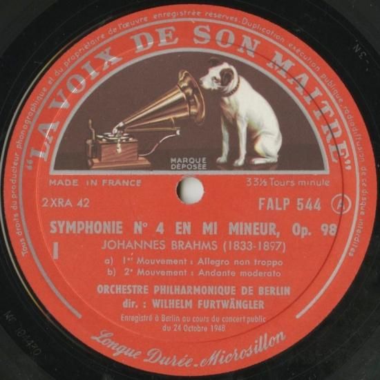 ブラームス：交響曲3番/ヴィルヘルム・フルトヴェングラー指揮ベルリン