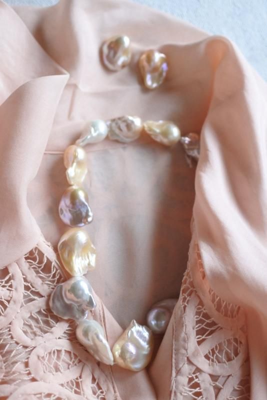バロックパールネックレス | 淡水バロック真珠のマルチカラーネックレス