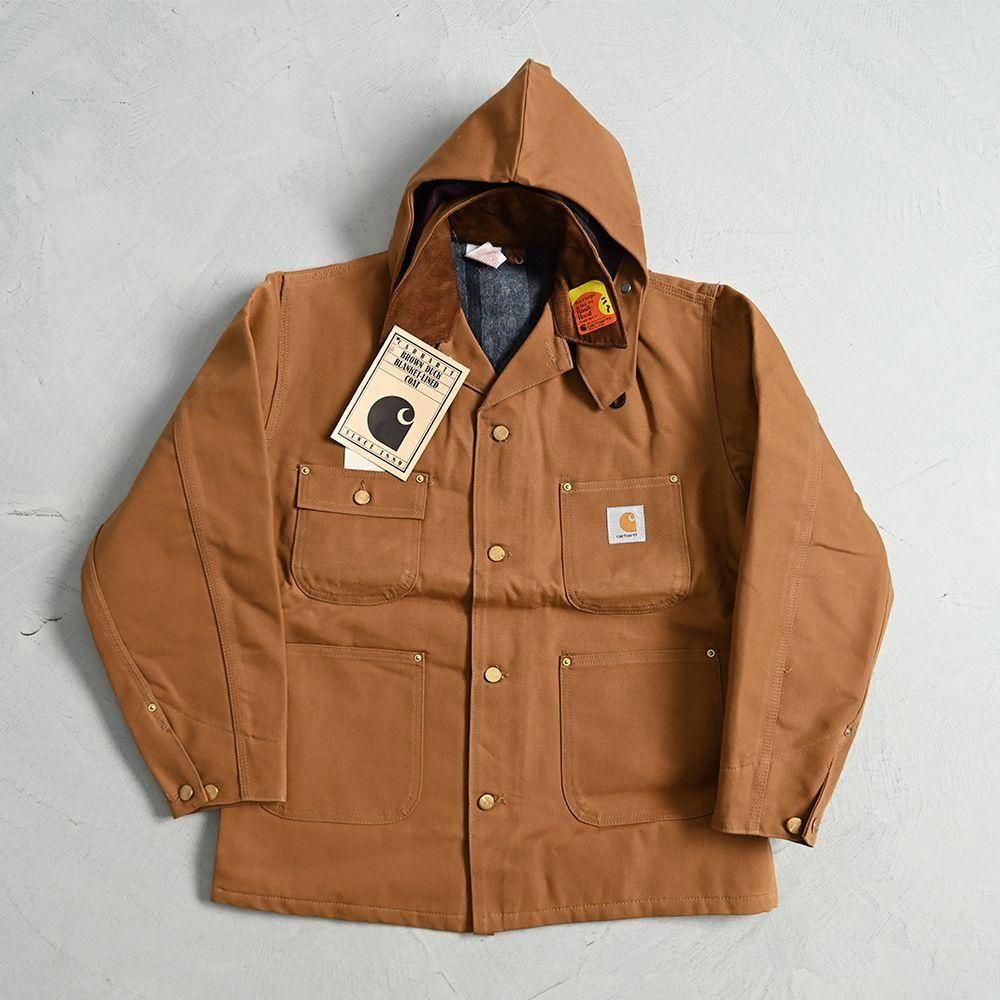 CARHARTT BROWN DUCK BLANKET LINED COAT with HOODY（DEADSTOCK/SZ 40
