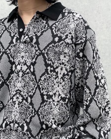 WACKO MARIA (ワコマリア) PYTHON KNIT POLO SHIRT (パイソン柄ニット