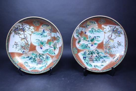 九谷庄三作/色絵捻紋皿/大日本九谷庄三/23cm 九谷庄三作/色絵捻紋皿/大