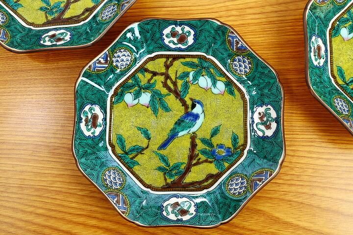 5号皿揃 吉田屋風桃に鳥/青郊窯