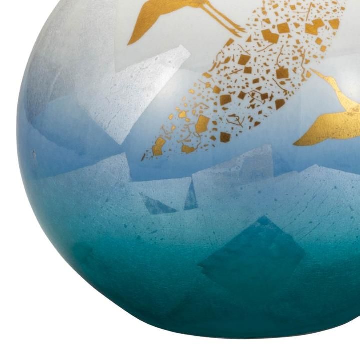 8号花瓶 銀彩金鶴