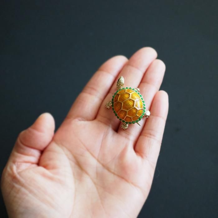 CINER（サイナー）☆オレンジゴールドの甲羅 小さな亀のヴィンテージ