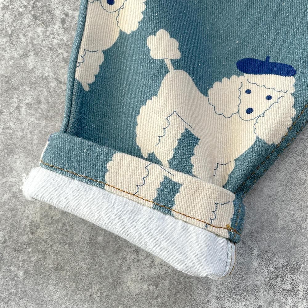 SALE】tinycottons TINY POODLE BAGGY JEANS blue grey タイニー